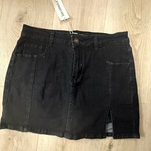 Black Denim Mini Skirt